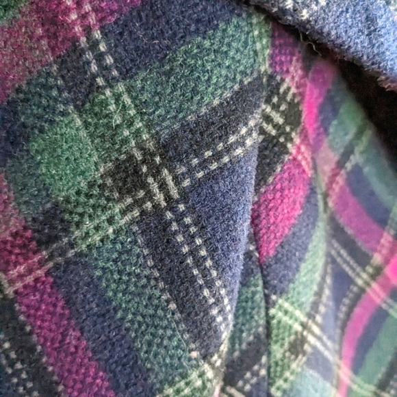 Talbots Size 10 Magenta, Green, & Blue Plaid Wool Blend Blazer Jacket - Picture 2 of 9
